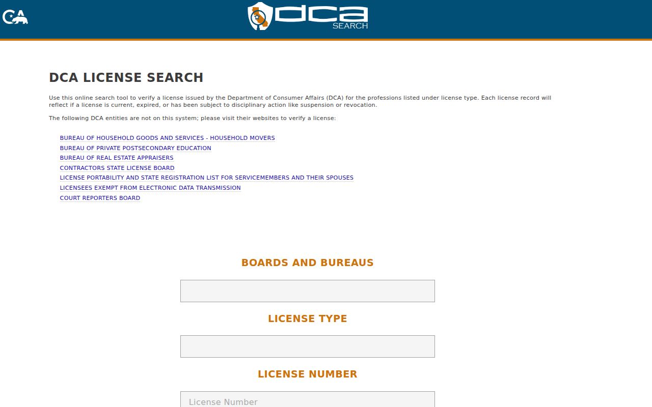 Duarte residents directory California professional license search