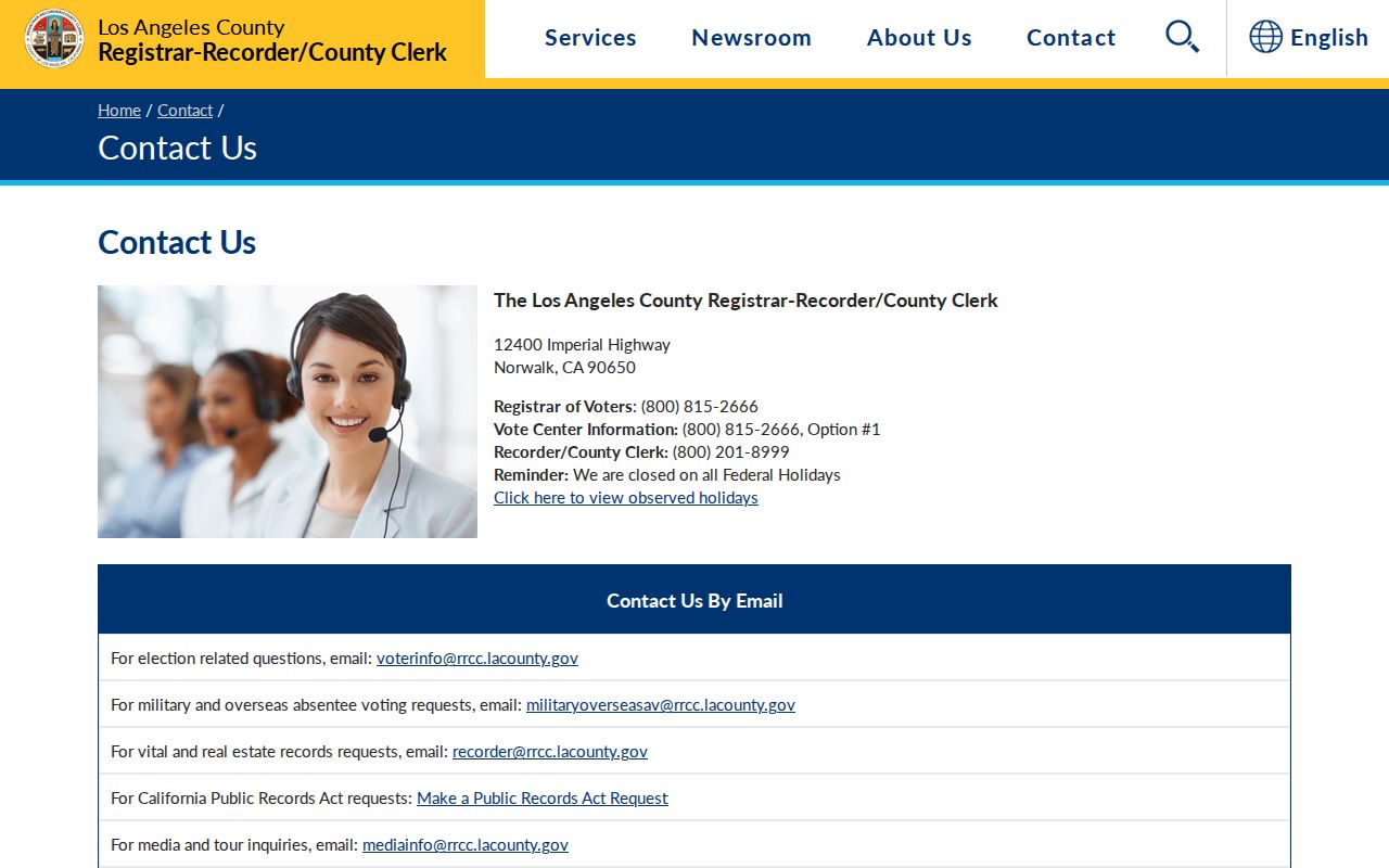 Duarte neighbors Registrar Recorder contact information