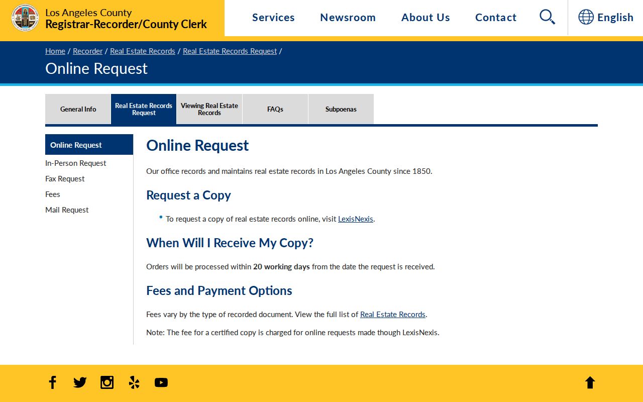 Duarte street directory recorded document copy request